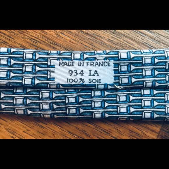 (SOLD) Hermes Authentic Blue Silk Tie - Picture 5 of 6